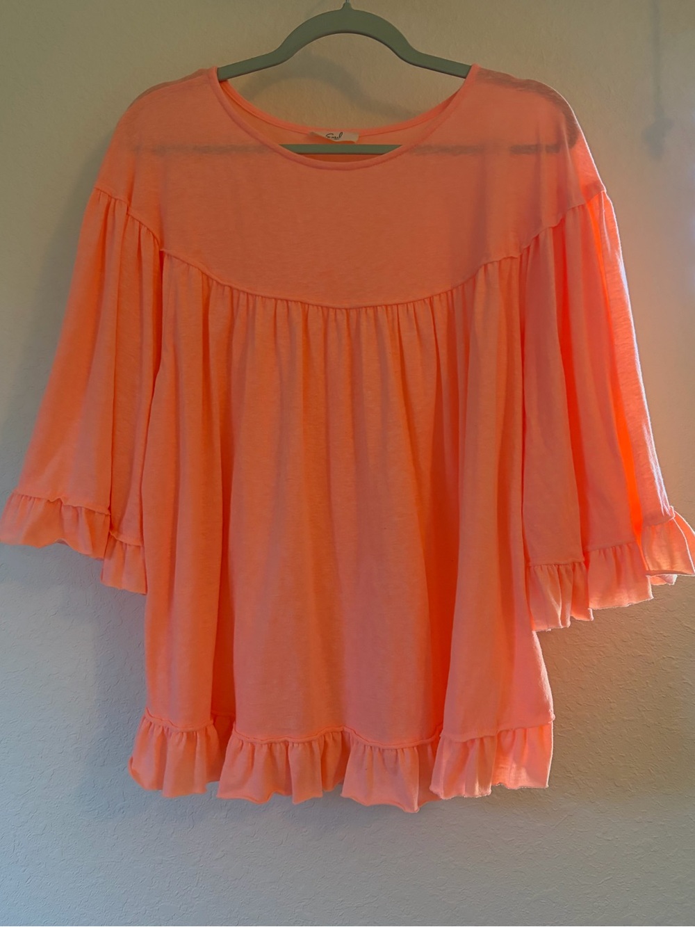 Easel Ruffled Flutter Sleeve Top